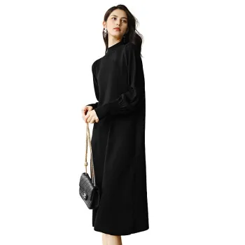 Late White Long Sleeved Dress Women's Black