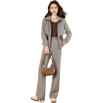 Mylan Casual Suit Cinched Waist Women's Gray