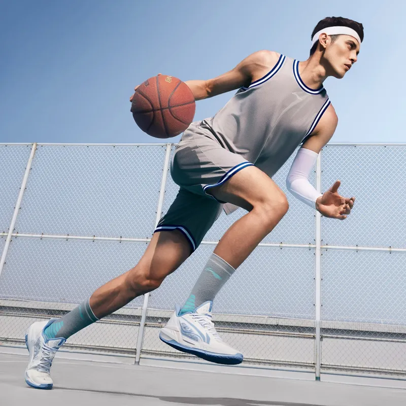 LINING Light Speed 3 Basketball Shoes Men Low Top White Blue-7