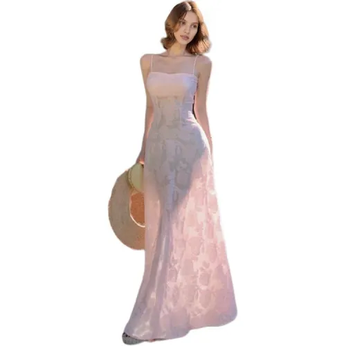 MORii Slip Dress Women's Narcissus Pink Semi Transparent, Please Consider Carefully Before Purchasing