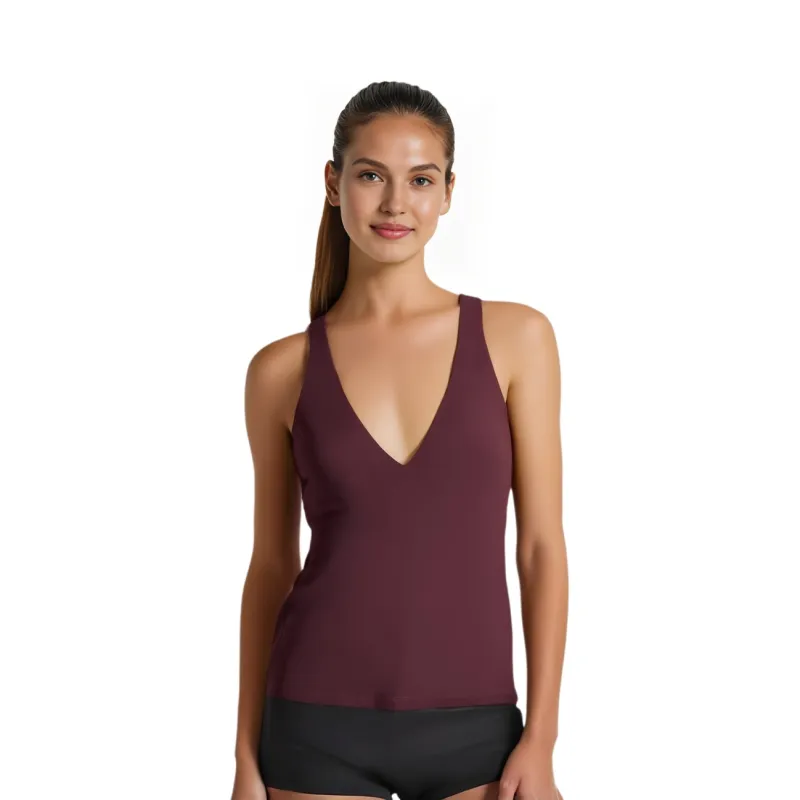 ZARA Tank Tops Women's Burgundy-2