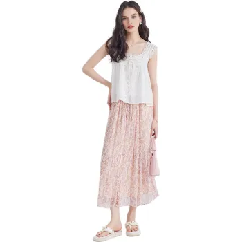 DEAR DEER PUFF Casual Long Skirt Women's Pink