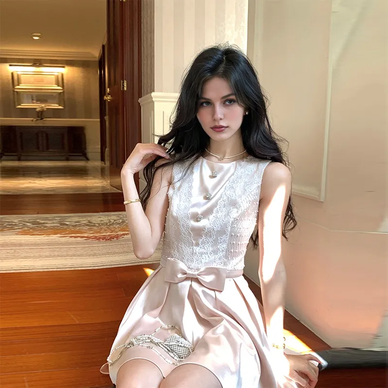 ACAINES Sleeveless Dress Women's Champagne Nude Pink-5