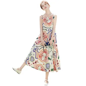 Cypress House Sleeveless Dress Women's Light Yellow Graffiti