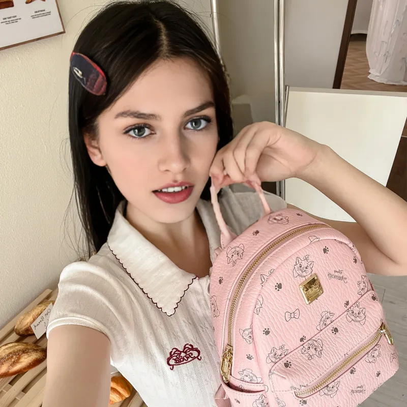 Disney Cat Velvet PVC Backpack Regular Women's Multicolor-2