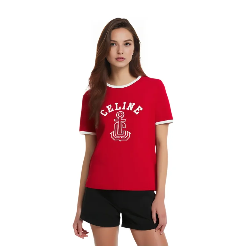 CELINE Regular T Shirt Women's Red-4