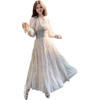 Flowers In Water Long Sleeved Dress Women's Floral