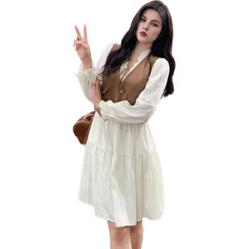 XIANSINIAO Two Piece Skirt Sets Women's Coffee Clothing Sets