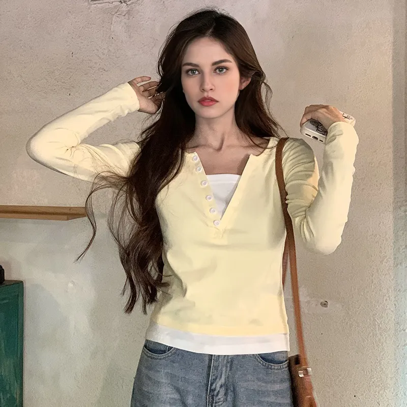 XIANSINIAO T Shirt Women's Yellow-3