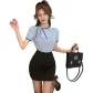 Blue Top+Black Skirt Set
