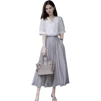 XIANSINIAO Two Piece Skirt Sets Women's Light Gray