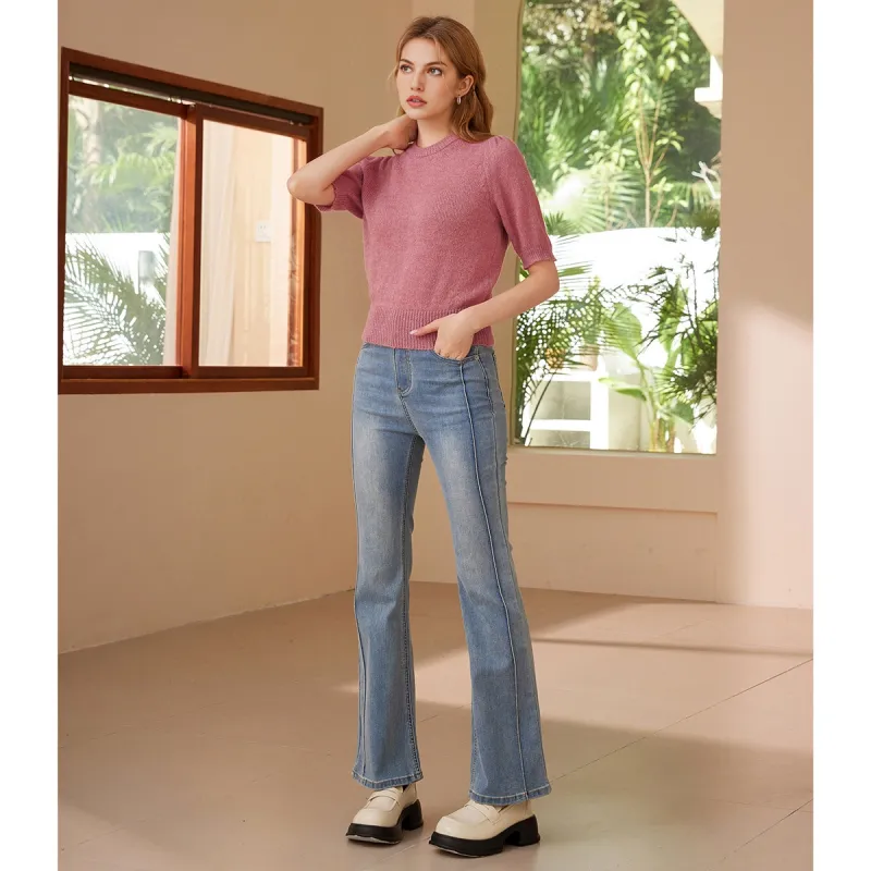 FAWENXIANGZI Knitwear Women's Dark Pink-1