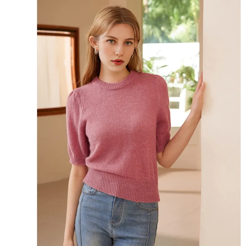 FAWENXIANGZI Knitwear Women's Dark Pink-5