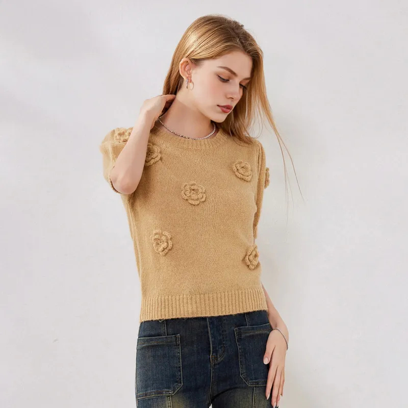 FAWENXIANGZI Knitwear Women's Camel-4