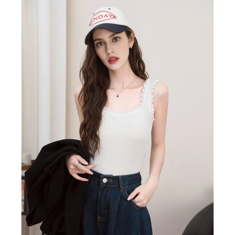 FAWENXIANGZI Tank Tops Women's White-1