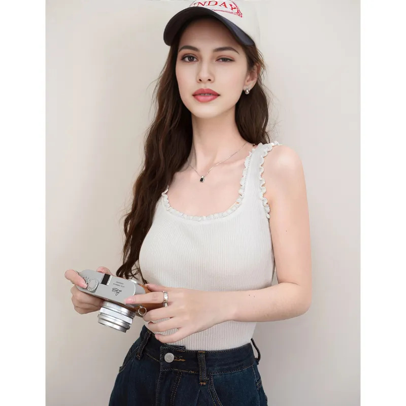 FAWENXIANGZI Tank Tops Women's White-2