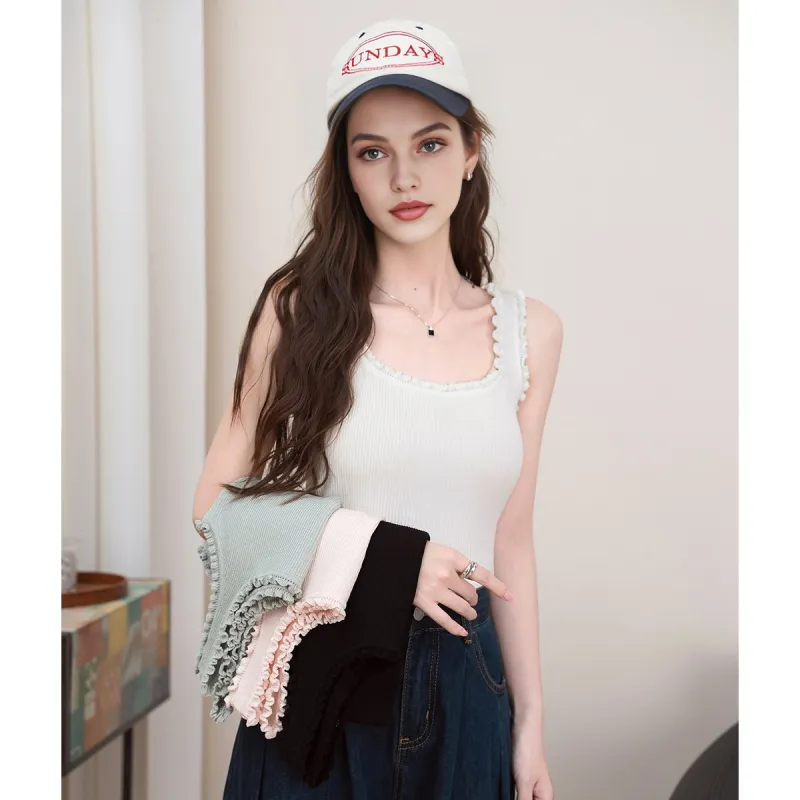 FAWENXIANGZI Tank Tops Women's White-7