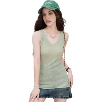 FAWENXIANGZI Tank Tops Women's Pea Green
