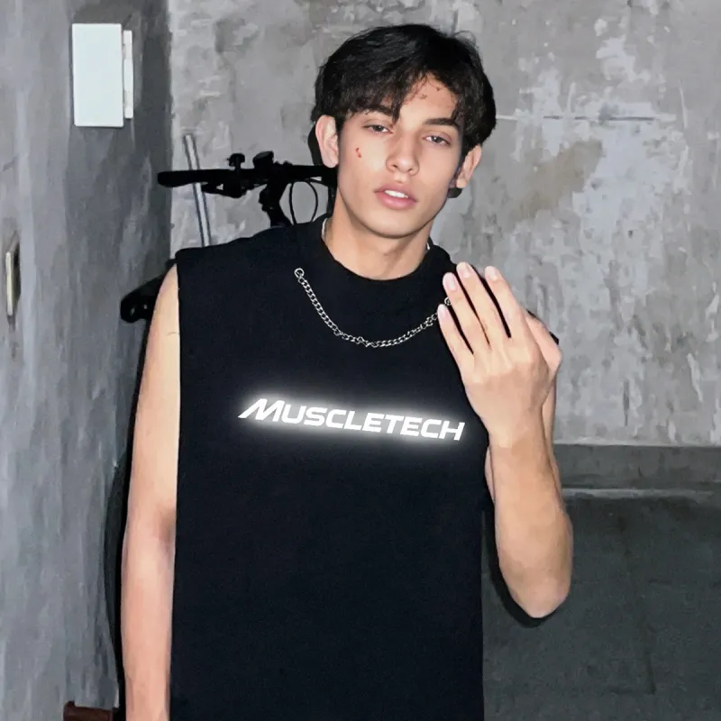 MUSCLETECH Tank Tops Unisex Washed Black-4