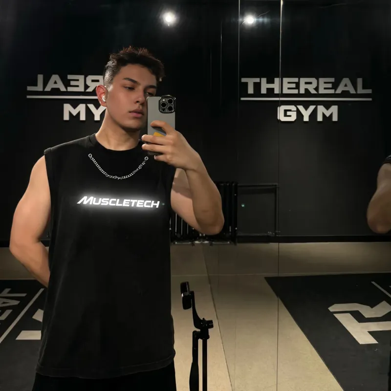 MUSCLETECH Tank Tops Unisex Washed Black-5