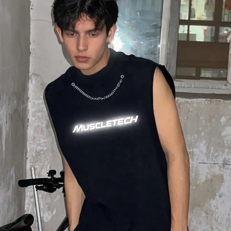 MUSCLETECH Tank Tops Unisex Washed Black-6