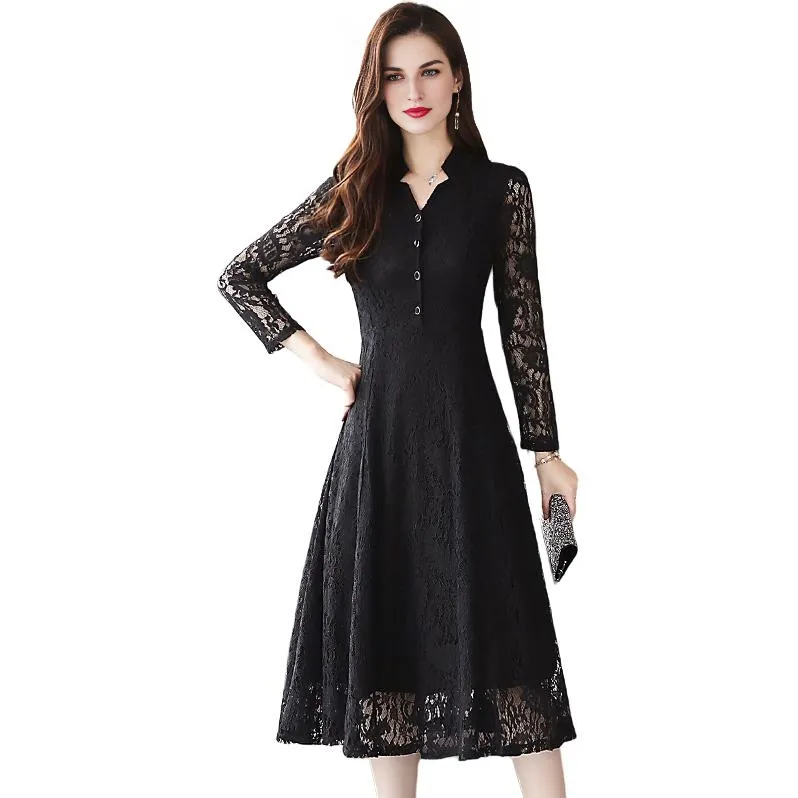 Flowers In Water Long Sleeved Dress Women's-5