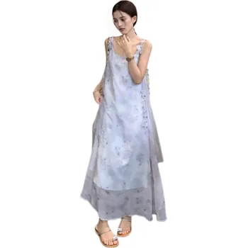 Mu Xiao Xin Slip Dresses Women's Gray