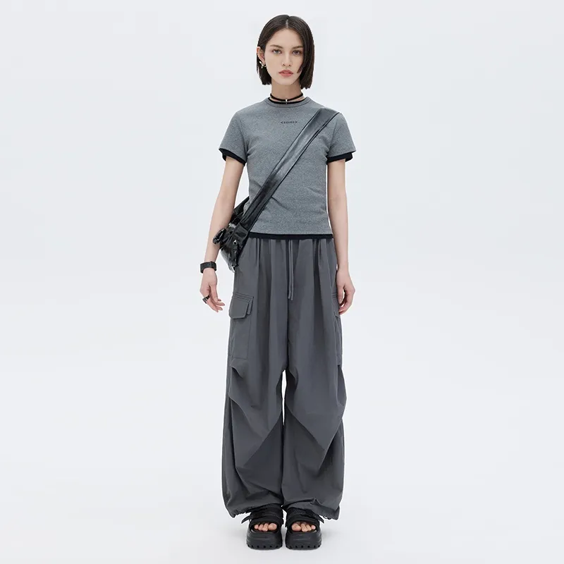 SOON FLOWER Cargo Pants Women's Dark Gray-2