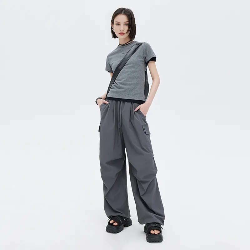 SOON FLOWER Cargo Pants Women's Dark Gray-4