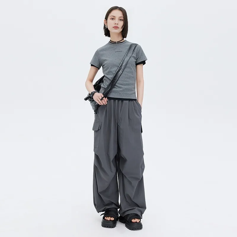 SOON FLOWER Cargo Pants Women's Dark Gray-3
