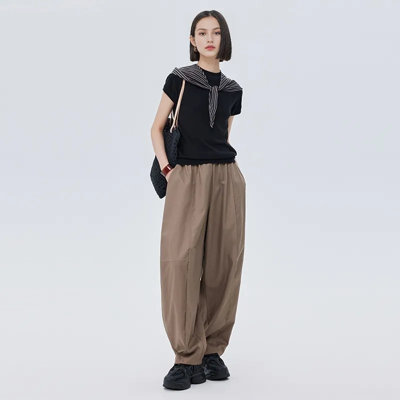 SOON FLOWER Casual Pants Women's Coffee Green-2