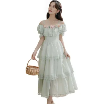 Mm Sleeveless Dresses Women's Green Tiered Skirt