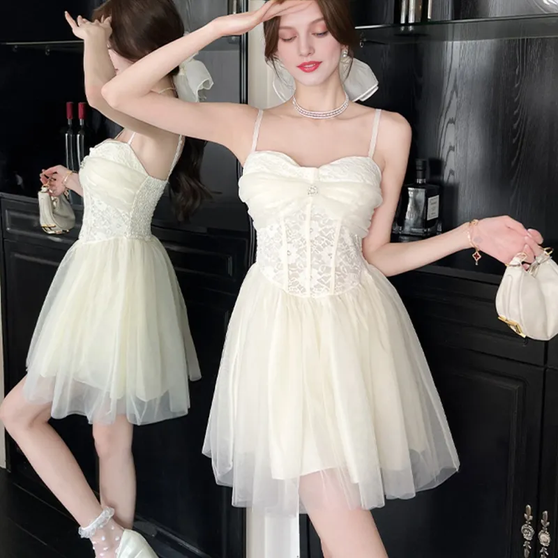 FLIM Slip Dresses Women's White-1