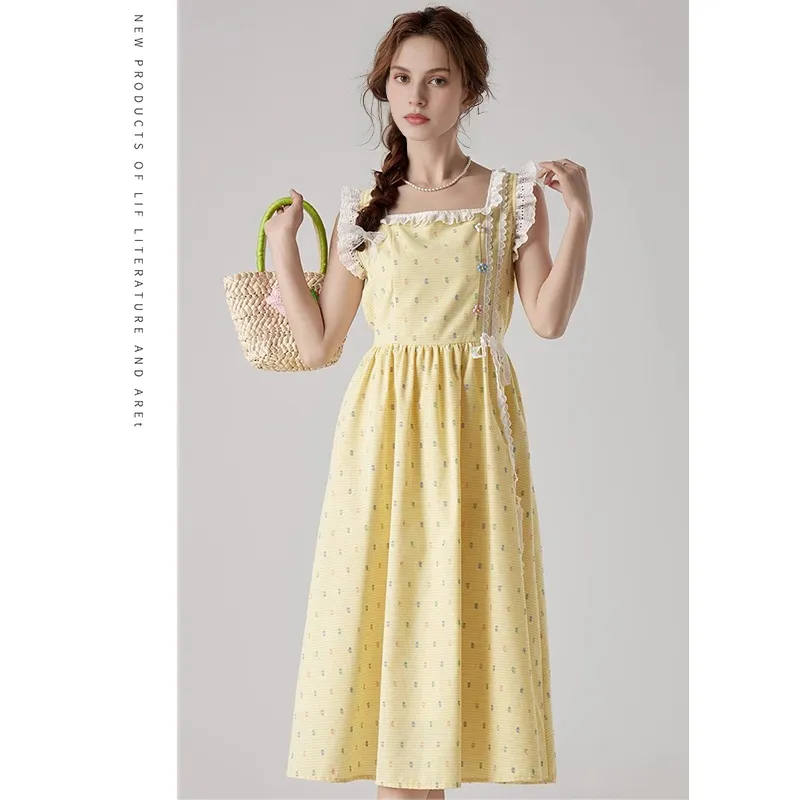 PZGE Sleeveless Dresses Women's Yellow-2