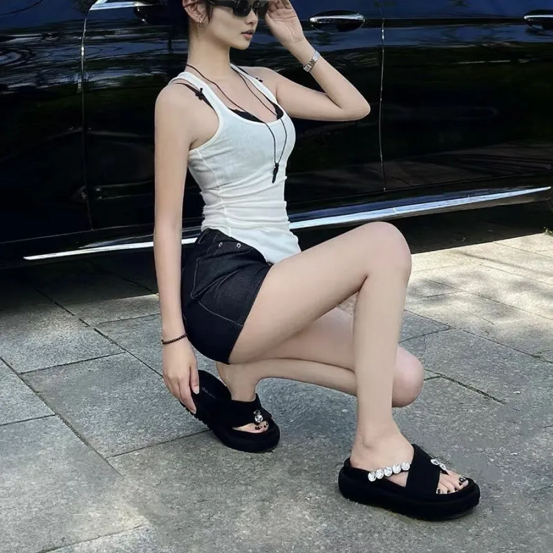 AFJI Rubber Sole Abrasion Resistant Flip Flops Women's Black-5