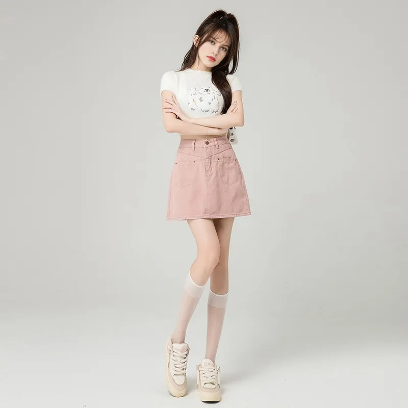 YINLEI Denim Short Skirts Women's-1