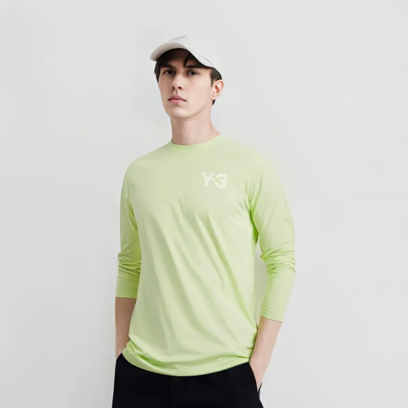 Y-3 SS22 Men's Cotton Pullover Long-Sleeve T-Shirt Green-3