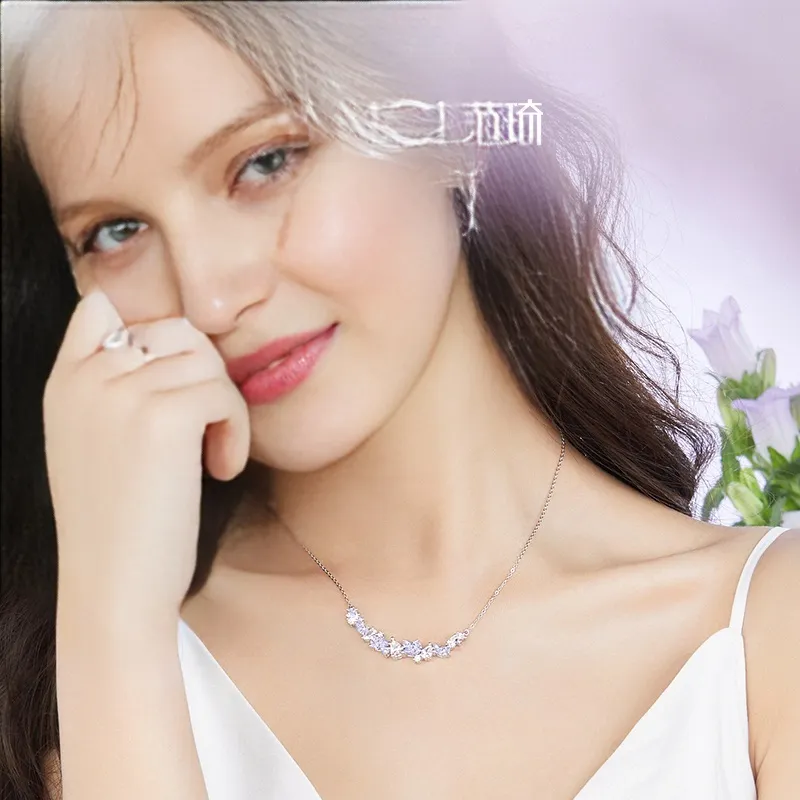 FANCI Wisteria Flower Series 925 Sterling Silver Necklaces Women's-17