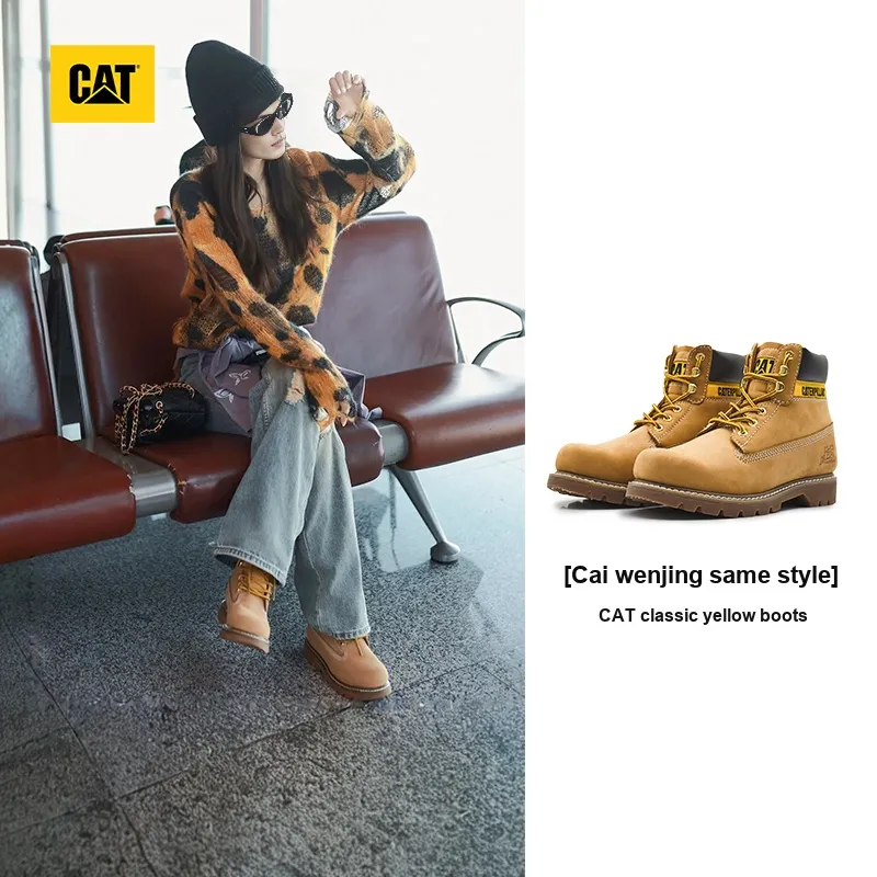 CAT Colorado Series Thermal Waterproof Abrasion Resistant Cushioning Crew Outdoor Boots Men's Yellow-7