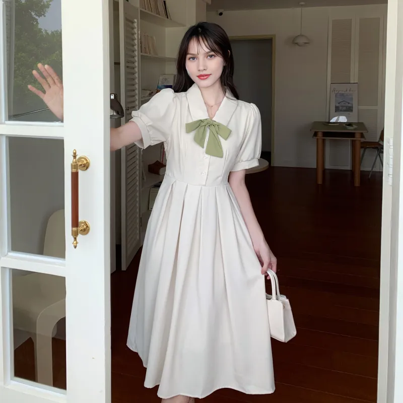EIDOLON GRAIN Short Sleeved Dress Women's Ecru-4