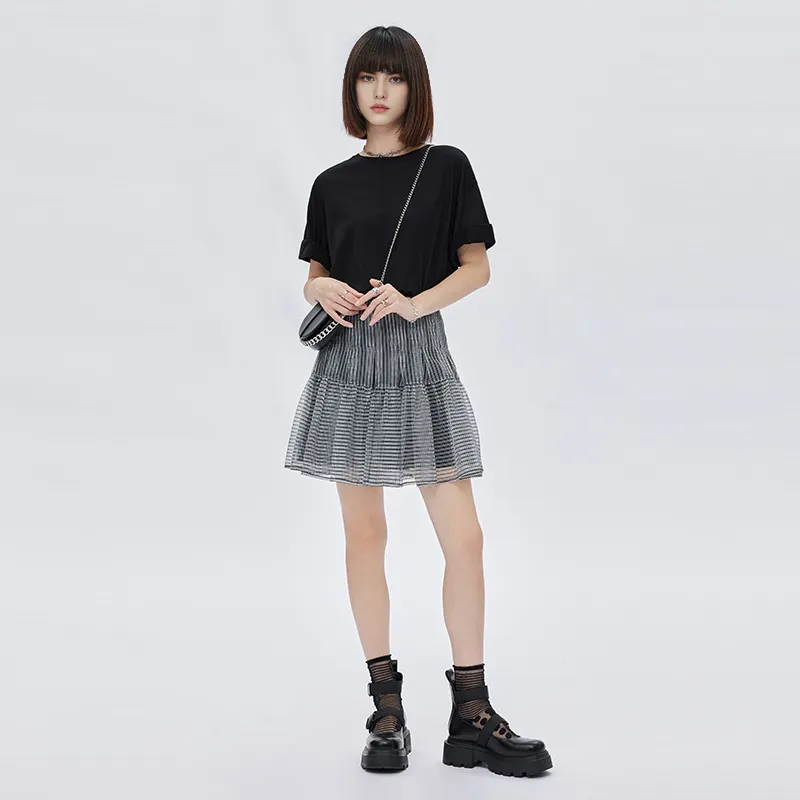 SOON FLOWER Casual Short Skirts Women's Black-4