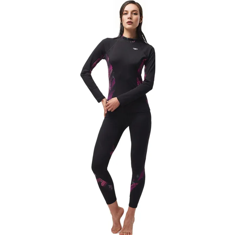 Speedo Swimming Shorts Women's Black/Fuchsia/Neon Flame-1