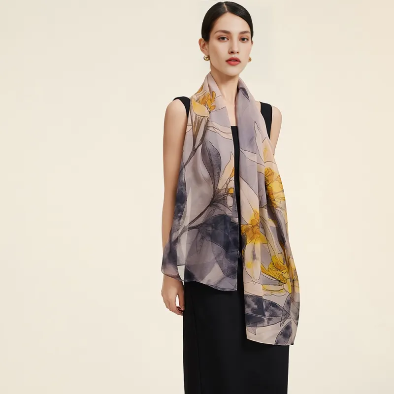 WENSLI 100% Mulberry Silk Scarves Women's-8