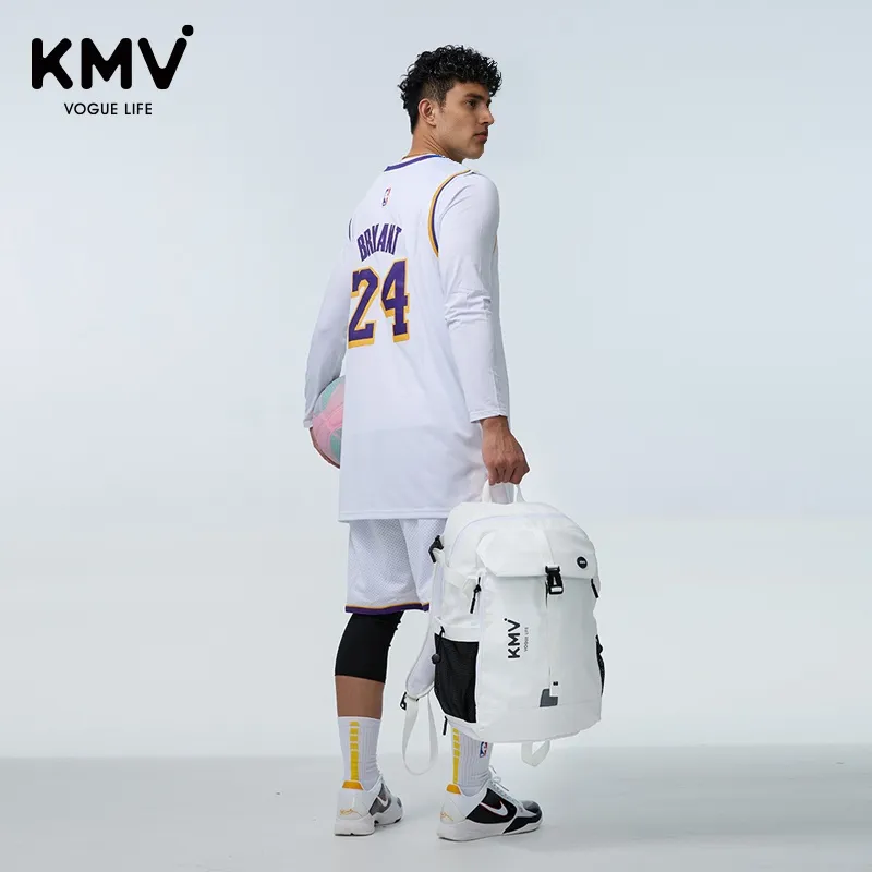 KMV Polyester Backpack Unisex Black/White-6
