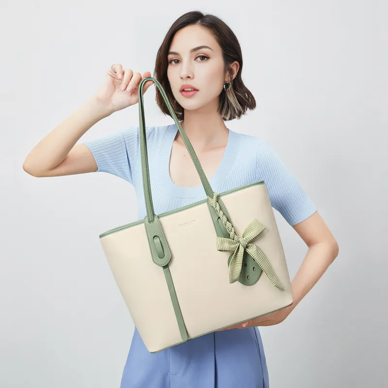 MEXICAN Polyurethane Tote Bag, Shopping Bag, Shoulder Bag Women's Ecru & Apricot/Ecru & Pink/Ecru & Green-17