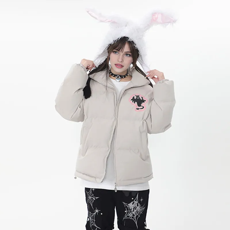 LBPC Ghost Demon Thermal Thickened Stand Collar Puffy Puffer Jacket With Light Effect Unisex-11
