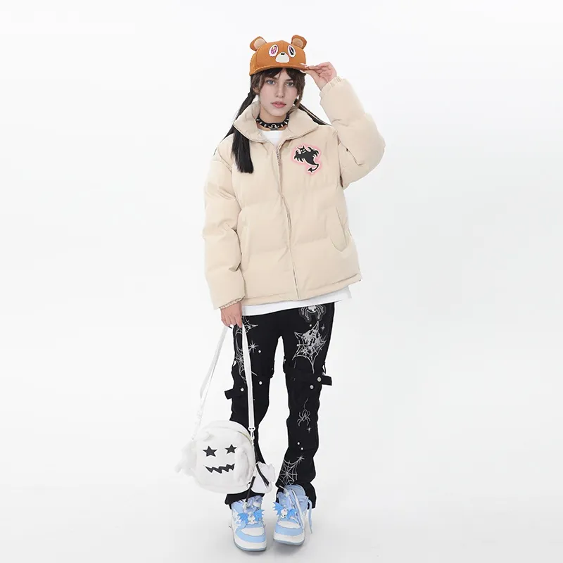 LBPC Ghost Demon Thermal Thickened Stand Collar Puffy Puffer Jacket With Light Effect Unisex-17
