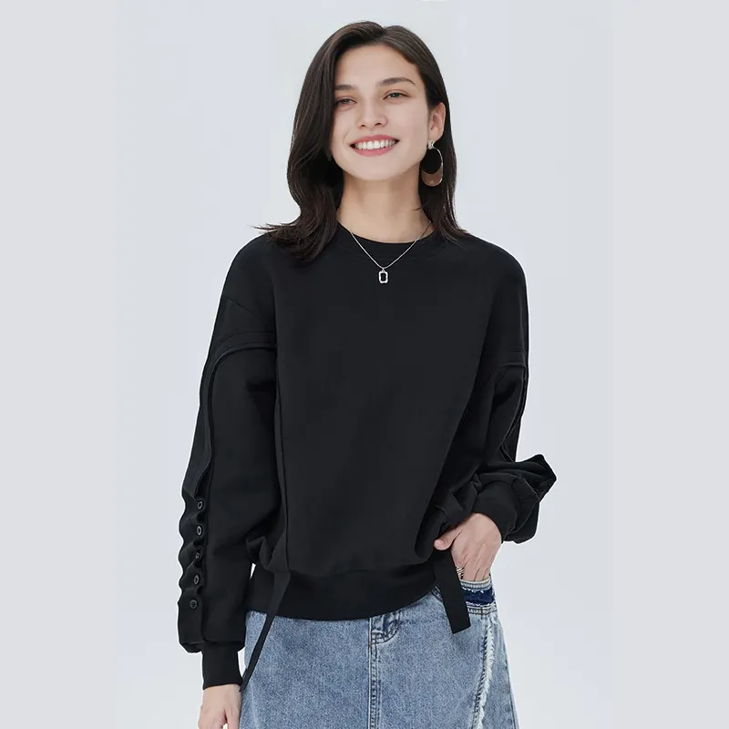 SOON FLOWER Winter Sweatshirt Women's Black-2