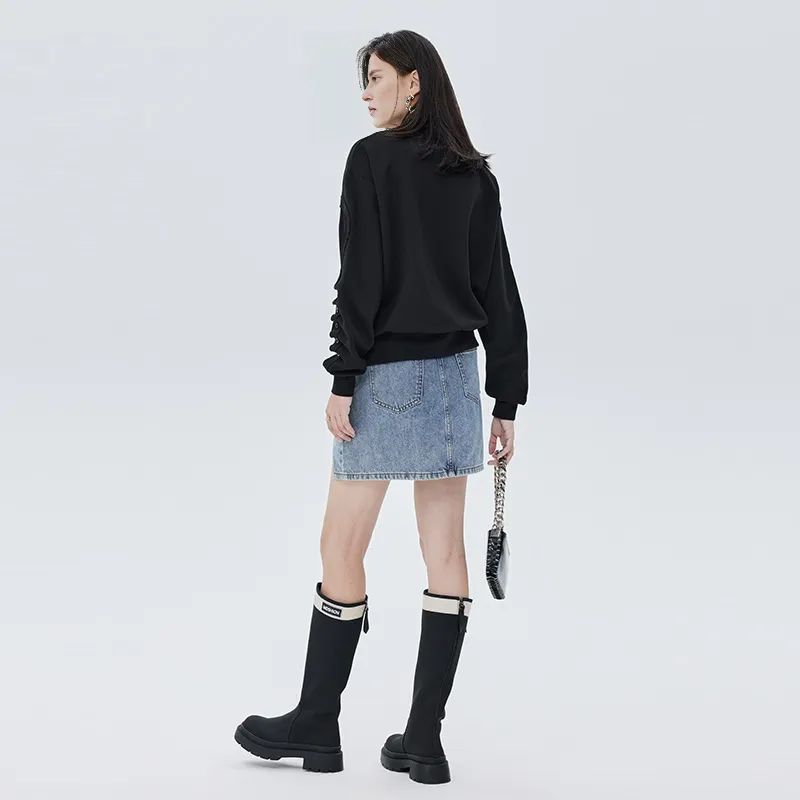 SOON FLOWER Winter Sweatshirt Women's Black-3