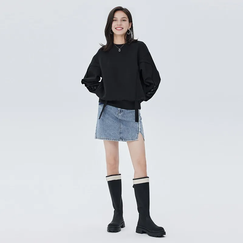 SOON FLOWER Winter Sweatshirt Women's Black-4